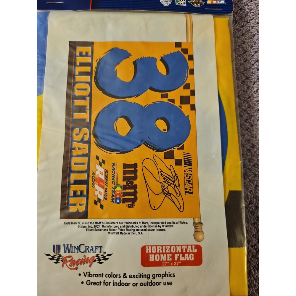 NASCAR Elliott Sadler 38 M&Ms Flag 27x37 Horizontal WinCraft Sealed 2002